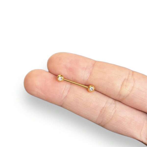 Piercing Mamilo Titânio Antialérgico Pedra Zircônia