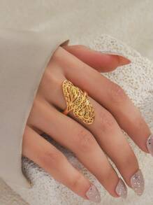 1 Stück minimalistischer Edelstahl-Ring, 18 Karat vergoldet, mit einzigartigem hochwertigem kratzfestem Herzdesign, geeignet für den täglichen Gebrauch