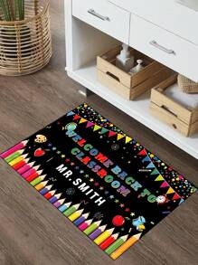 1pc High-Quality Colorful Back To School Classroom Entryway Doormat - Anti-Slip Washable Non-Fading, Suitable For Bedroom, Study, Computer Room, Indoor/Outdoor Entrance, Teacher's Day Gift, Summer Doormat, Ideal Back To School Gift For Students And Teachers