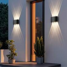 2 Pieces, Modern LED Wall Lights, Outdoor Wall Wash Lights, Staircase Wall Lights, Warm Light Dual Head Wall Lights, AC110-220V, Semi Embedded Installation, Suitable For Courtyards, Villas, Hotels, Corridors, Balconies, Stairs, Indoor And Outdoor Lighting Wall Lights