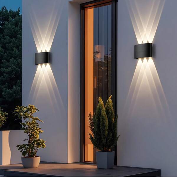 2 piezas, luces de pared LED modernas, luces de lavado de pared para exteriores, luces de pared para escaleras, luces de pared de doble cabezal de luz cálida, AC110-220V, instalación semi empotrada, adecuadas para patios, villas, hoteles, pasillos, balcones, escaleras, iluminación interior y exterior