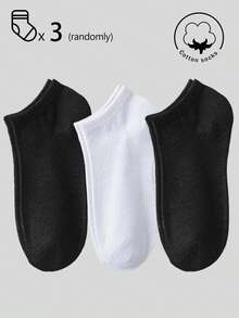 20/10/5/3/1 Pairs Men's Cotton Socks, Short Socks, Invisible Socks, Double-Line Anti-Slip Design, White/Black, Low-Cut Socks, Ankle Socks, Moisture-Wicking, Soft & Breathable, Suitable For Business, Casual, Home, Sports, College Style, All Seasons, Random Color Delivery