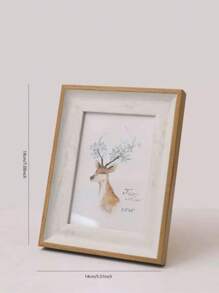 1pc 5-Inch Imitation Wooden Photo Frame With Replaceable Picture Core, Table Arrangement And Random Photo Paper Card Display Stand, Suitable For Home Decoration, Birthday And Graduation Gifts.