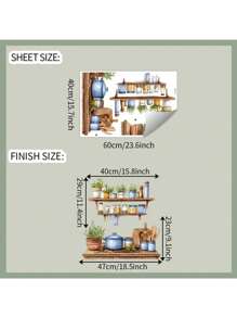 Kitchen Stickers/Decorative Stickers Painted Kitchen Kitchenware Rack Stickers Waterproof And Dustproof Stickers, 1 Piece Pvc Material Removable Wear-Resistant Stickers, Wall Stickers 23.6*15.7 Inches, Suitable For Kitchen Decoration, Wall Decoration, Restaurant Decoration, Interesting Birthday Gifts, Graduation Gifts, Make Your Home A New Look