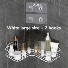 1pc Bathroom Corner Shelf, No Punch Corner Shelf, Bathroom Shelf, No Drilling Metal Storage Rack For Bathroom, Kitchen And Dormitory, Space Saving, Outdoor Storage Cabinet Rack, No Punch Triangle Storage Rack Bathroom Accessories Rack, Wall Mounted Toilet Storage Cabinet, Shampoo, Lotion, Cosmetics Storage Rack, Bathroom Accessories