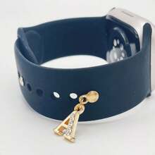 1pc Diamond Encrusted 26 English Letter Charm, Suitable For Silicone Watch Band Decoration