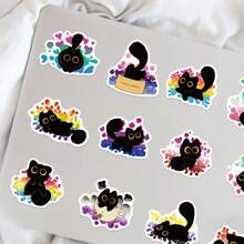 50 Stück Stolze schwarze Katzen Aufkleber Vinyl ästhetische Aufkleber für Scrapbooking, Journaling, Laptop, Stoßstange, Skateboard, Wasserflaschen, Computer, Handy, Cartoon, Schutzhelm, Auto, Schulmaterial, Rückkehr zur Schule