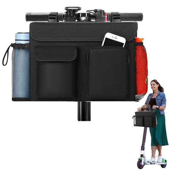 Multifunktionale Aufbewahrungstasche für den vorderen Bereich von Elektrorollern, multifunktionale Mobilitätsroller Tasche, Elektroroller Korb, Rollstuhl Tasche, mit Laptop Fach und Getränkehalter, geeignet für Rollstühle und Rollatoren als Aufbewahrungsorganizer, Reiseaccessoires, Rückkehr zur Schule, Wohnheim Lagerung