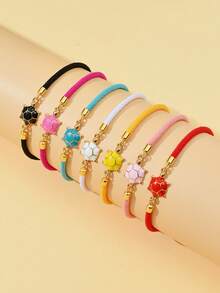 1 件时尚海洋风格海龟珐琅可调节绳手链，适合情人节、朋友、家庭聚会、礼物、女士日常佩戴