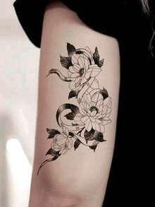 6pcs/Set Temporary Tattoo Stickers, Dark Mysterious Style Waterproof Long Lasting Fake Tattoos For Body, Suitable For Single's Party, Women's Wrist, Arm, Collarbone, Chest, Back, Leg