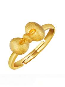 1pc Luxurious High-End S925 Sterling Silver Plated Gold Bowknot Ring, Suitable For Women's Daily Wear