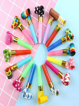 100 Pieces Set Of Random Color Blowing Dragon Whistles Birthday Party Supplies Long Nose Whistles New Year Valentine's Day Gifts Cheering Props Competition Props