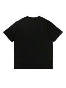Hot Blooded Japanese Cartoon Anime Full-Time Hunter Jie Lightning Particle Special Effects Pattern Print, Summer Men's 100% Pure Cotton Short Sleeved Small Round Neck Soft And Comfortable Loose Black T-Shirt, Suitable For Outdoor Wear In Summer, Daily Wear, Friend Giftsummer Outfits Summer Tops Country Concert Outfit Vacation Outfits Going Out Tops-(Yoo) - 黑色 - 查看 2