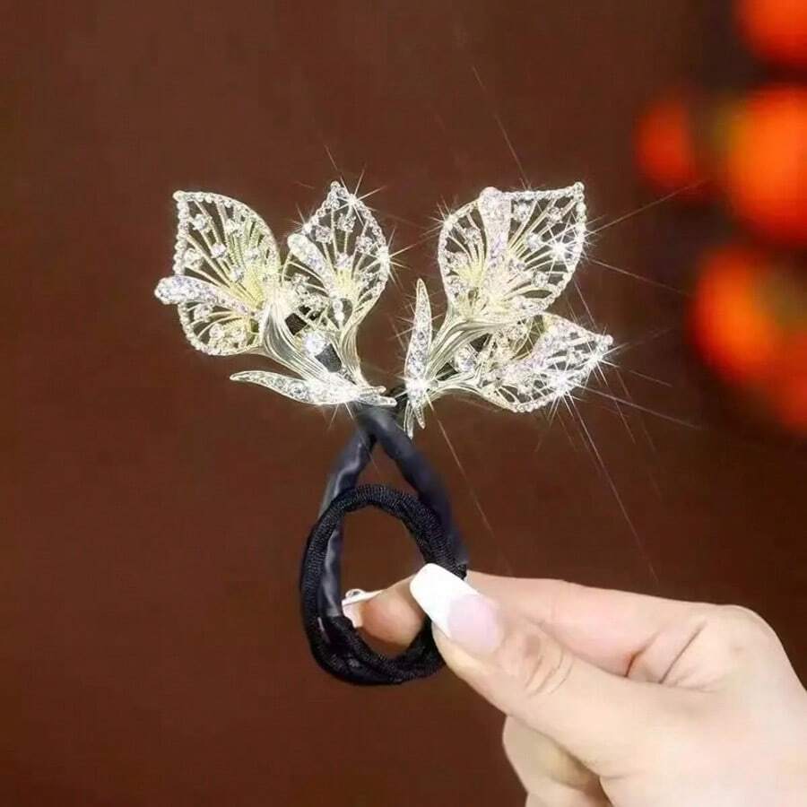 1 Piece Fashionable And Versatile Elegant Literary Full Diamond Pleated Headband For Going Out And Commuting Temperament Hair Pressing Headband Hair Accessories - Vàng - Xem 1