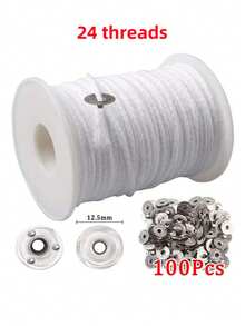 61 米卷棉质编织灯芯线轴蜡烛灯芯带 100 个油灯支架 DIY 手工蜡烛制作用品 - 白色 - 查看 16
