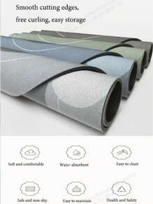 1 pieza Alfombra de baño ovalada de gel de sílice, adecuada para baño y inodoro