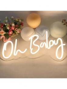 1 件“Oh Baby”USB 供电 LED 霓虹灯，温暖舒适的白光，儿童和婴儿房间装饰，卧室和客厅装饰，节日礼物，婴儿礼物派对，粉色卧室墙壁装饰，适用于房间、情人节派对、生日、婚礼、家居、圣诞节装饰 - 彩色 - 查看 14