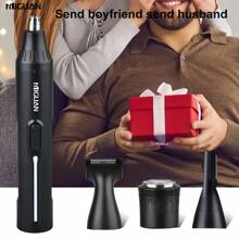 Kit profesional de aseo 4-en-1, recargable por USB, cortadora de vello de nariz y orejas, afeitadora de barba y cejas, herramientas de cuidado personal para hombres, capacidad de batería de 500mAh