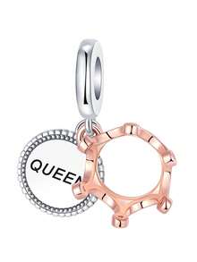 镀银吊坠皇冠包咖啡戒指巧克力玫瑰爱心玫瑰金系列吊坠吊坠球适用于手链DIY女士饰品 - 銀色 - 查看 18