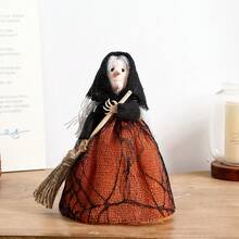 1 pieza Muñeca bruja hecha a mano de tela | Decoración con temática de Halloween, atractivo para escaparate de tienda - Multicolor - Ver 6