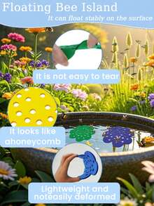 Multi-Colored Floating Bee Island, Super Practical Garden Insect Drinker, PVC Material, Outdoor Flower Foam Floating Butterfly Bee Island Drinker. - Multicolor - View 4
