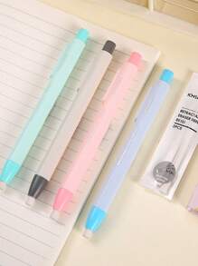 6pcs/Set Pen Shape Press Type Pencil Eraser Replaceable Core Sketching Painting Writing Erase Supplies Japanese Stationery(1 Pen Eraser+5 Eraser) School Supplies, Back To School