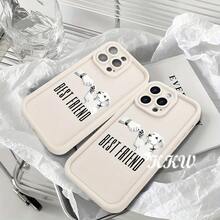 [Teléfono] Funda con diseño de perro y su dueño, textura esmerilada, tacto suave, ideal para parejas, compatible con phone 11, 12, 13, 14, 15, ProMax, XS, XR, X, 8 Plus, SE, 2022 y 13. Estilo universal para parejas, padres, novios, hombres o mujeres Mujer - Blanco marfil - Ver 9