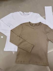 Kit 3 Blusas de Manga Longa Comprida Menina Infantil Inverno Cores Sortidas