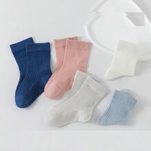 5 Pairs Lightweight Children Mesh Breathable Loose Rim Mid-Calf Socks, Baby/Infant, Non-Binding Leg