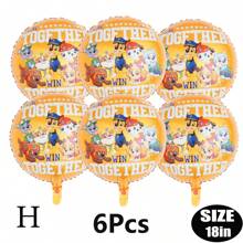 Paw Patrol Offiziell genehmigter 6er-Pack PAW Patrol Brave Adventure Suche und Rettung Hunde Thema Geburtstags Party Deko Ballon Set, 18 Zoll süßer Stadt Rettungshund Muster runder Aluminiumfolie Ballon Set, verschiedene Styles wählbar, Geburtstagsparty Wanddekoration, perfekt für Geburtstag Zeremonien Partywand Deko, Ballon Kombinations Dekorations Zubehör