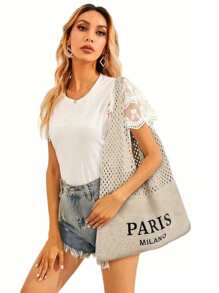 Chic Paris & Milan Style Crochet Shoulder Bag For Women, Fashion Knitted Handbag, Ladies Crochet Tote Bag, Bohemian Aesthetic Crochet Beach Bag, Hobo Bag, Hippie Bag For Summer, Boho Woven Bag, Crossbody Bag, Tote Bag, Crochet Purse, Women Unique Tote Bag - Hollow-Out Design, Fixed Shoulder Strap, Open-Top, Ideal For Beach And Shopping, Daily Use, Shopping And Travel, Crochet Tote Beach Bag | Paris Fashion, Beach Bag
