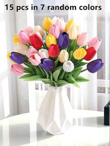12pcs Assorted Faux Tulips, Light Pink And Pink White, Suitable For Outdoor Garden Decor, Outdoor And Indoor Decor, Vase Decoration, Artificial Plants, Four Seasons Decor, Room Decor Items, Home Floral Decor, Home Indoor/Outdoor Garden Windowsill Porch Potted Plants, Wedding Party Decor, Birthday Party Supplies, Valentine's Day Gift, Birthday Graduation Gift, Mother's Day Gift, Father's Day Gift. Bohemian Style Decor, Home Floral DIY Bouquet Accessories - Multicolor - View 11