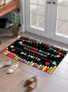1pc High-Quality Colorful Back To School Classroom Entryway Doormat - Anti-Slip Washable Non-Fading, Suitable For Bedroom, Study, Computer Room, Indoor/Outdoor Entrance, Teacher's Day Gift, Summer Doormat, Ideal Back To School Gift For Students And Teachers