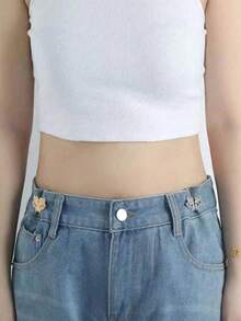2 chiếc khóa bướm chất lượng cao, khóa thắt lưng kim loại, khóa điều chỉnh eo không đường may có thể tháo rời cho quần jean, váy, quần tây, túi xách, phù hợp cho nữ sinh, đa năng dùng hàng ngày, màu vàng và bạc. - Nhiều màu - Xem 5