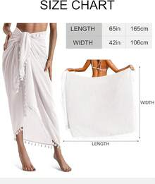Eicolorte Sarong Cover Up Womens Beach Cover Up Bikini Bathing Suit Swimsuit Swimwear Coverup Sarong Pareo Wraps Women - Orange - 查看 6