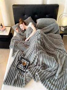 1 Stück gestreifter weicher, gemütlicher Überwurf, für den Heimgebrauch auf Sofa oder Bett, Herbst, Plüschstoff, rosa Schlafzimmer Dekoration, Freizeitüberwurf, geeignet für Weihnachten, Halloween