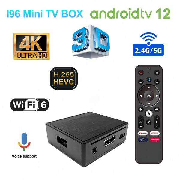 I96 MINI Android TV BOX, Android 12 TV BOX,Audio 4K Streaming TV BOX, 2GB RAM And 16GB ROM, Support 2.4G/5G WiFi, With Remote Control, TV BOX, 4k HD Streaming
