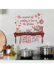 Kitchen Stickers/Decorative Stickers English Kitchen Kitchenware Butterfly Flower Rack Stickers Waterproof And Dustproof Stickers, 1 Piece Pvc Material Removable Wear-Resistant Stickers, Wall Stickers 23.62*11.81 Inches, Suitable For Kitchen Decoration, Wall Decoration, Restaurant Decoration, Interesting Birthday Gifts, Graduation Gifts, Make Your Home A New Look