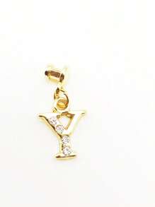 1pc Diamond Encrusted 26 English Letter Charm, Suitable For Silicone Watch Band Decoration