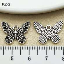 10/20 piezas surtidas de pendientes de aleación con diseño de mariposa antiguo plateado, adecuados para hacer collares, pendientes, llaveros y otros accesorios de joyería DIY
