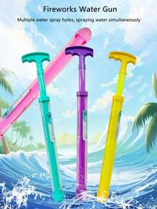 1 Pc Portable Pull-Out Water Gun, Outdoor Water Fight Toy, Hand-Held Pull-Out Water Firework Gun For Beach, Outdoor, Summer Gift For Friends - Multicolor - View 6