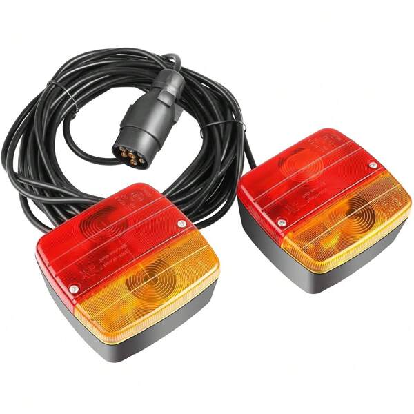Anhänger Rückleuchten Set mit 7M Kabel 12V Rücklicht Anhänger Beleuchtung 7 Polig mit E Prüfzeichen für PKW LKW Wohnwagen Boot Transporter Anhängerbeleuchtung Rücklichter