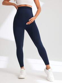 Women High Waist Seamless Maternity Leggings, Casual High Waist Elastic Tummy Control Yoga Pants, Fitness Yoga Workout Leggings, Casual Sport Capri Pants, Lift Butt Shaping Waistline, Lightweight & Comfortable, Suitable For Indoor, Studio, Stretching Exercise And Daily Life