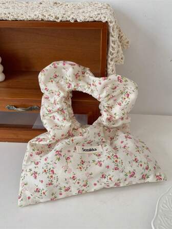 1 件薄布袋手提包托特包红色小花腕带简约可折叠，方便外出携带，适合旅行和度假，非常适合夏季、度假和日常使用，旅行必备！