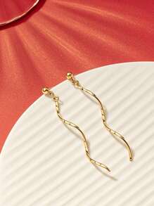 2pcs Simple Line Earrings Fashionable Spiral Earrings Suitable For Women's Daily Party Wear