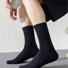 5/10 Pairs/Sets Of Men's Spring And Summer Solid Color Mid-Tube Socks Combination Suitable For Daily Use In The Gym, Fall