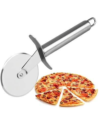 1 peça de rolo cortador de pizza de aço inoxidável, pá de pizza de aço inoxidável, utensílio de cozinha de aço inoxidável para pizza, waffle, assar massa, sobremesa, tiramisu, sanduíches secos