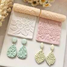 Set de 4 piezas Rodillo de textura de flores europeas de cerámica suave, herramienta de rodillo de textura de alta precisión para hacer pendientes DIY, broches, decoraciones y otras manualidades