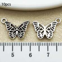 10/20 piezas surtidas de pendientes de aleación con diseño de mariposa antiguo plateado, adecuados para hacer collares, pendientes, llaveros y otros accesorios de joyería DIY