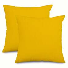 2pcs Decorative Pillow Covers With Nordic Style Solid Yellow Pattern, Made Of Polyester, With Zipper, Removable & Washable, Suitable For Bedroom, Living Room, Sofa Decoration (Pillow Insert Not Included), 45x45cm